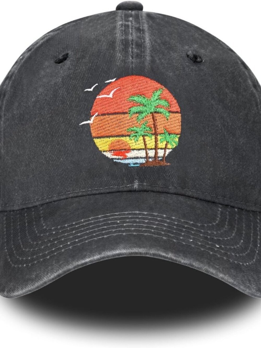 Women's Embroidery Adjustable Washed Distressed Trucker Hat Baseball Cap